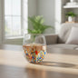 Hand-Blown Mexican Stemless Wine Glass | Confetti & Clear Design