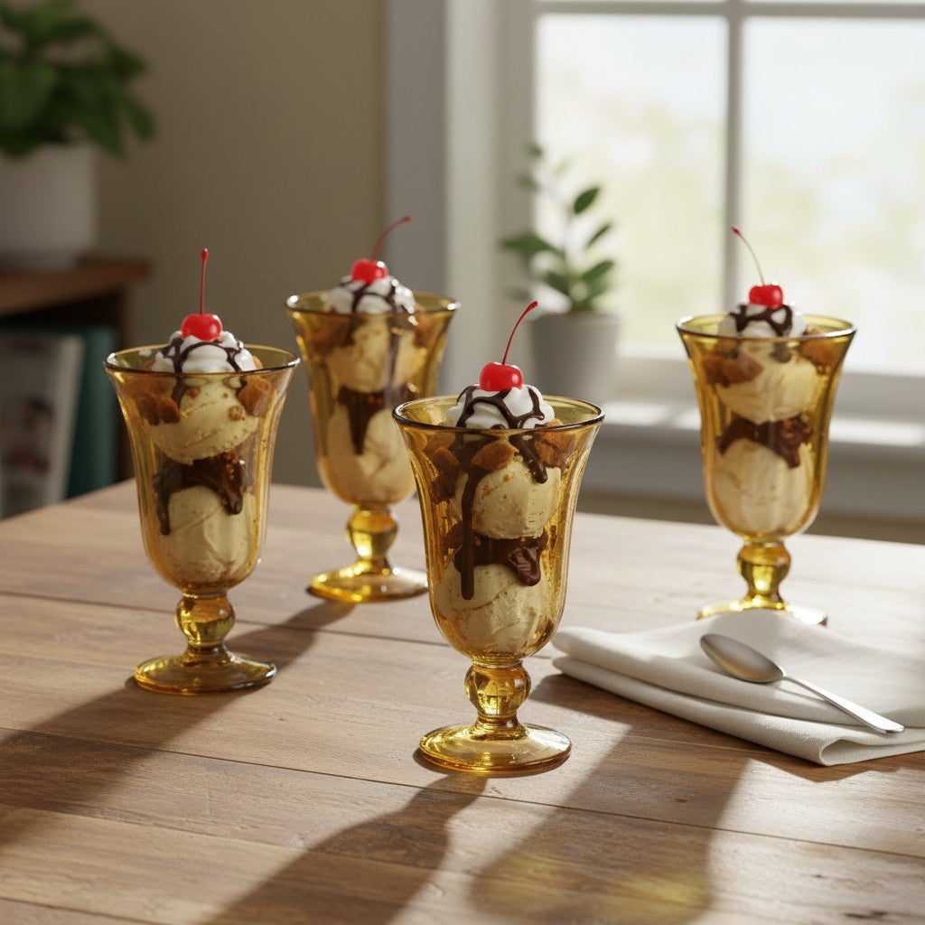 Hand-Blown Mexican Sundae Glass | Amber Rustic Design