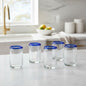 Hand-Blown Mexican Tumbler Glass | Cobalt Blue Rim Design