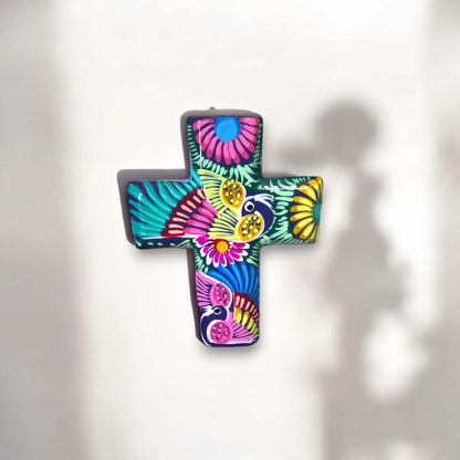 Guerrero Hand-Painted Cross Wall Art | Colorful Mexican Decor