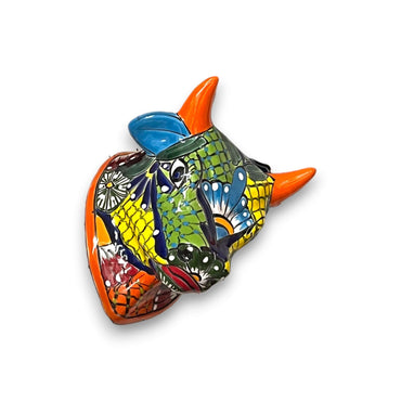 Talavera Bull Planter | Hand-Painted Mexican Bull Wall Art