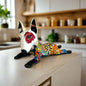 Talavera Bull Terrier Statue | Hand-Painted Colorful Dog Sculpture