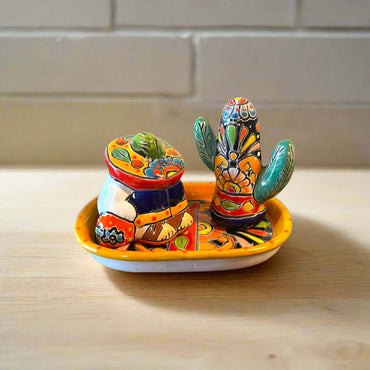 Talavera Salt and Pepper Shakers | Cactus & Panchito Design