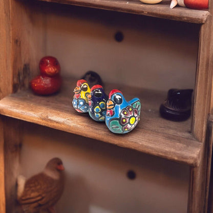 Set of 2 Talavera Chicken Figurines | Mexican Ceramic Chickens