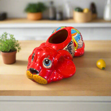 Talavera Dog Planter | Hand-Painted Mexican Pottery Decor