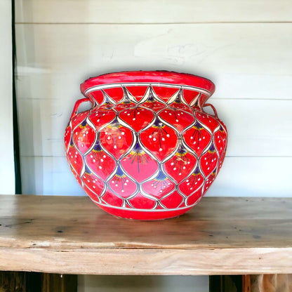 Extra Large Hand-Painted Talavera Peacock Flower Pot | Planter Decor