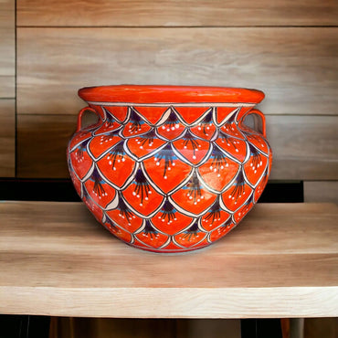 Extra Large Hand-Painted Talavera Peacock Flower Pot | Planter Decor