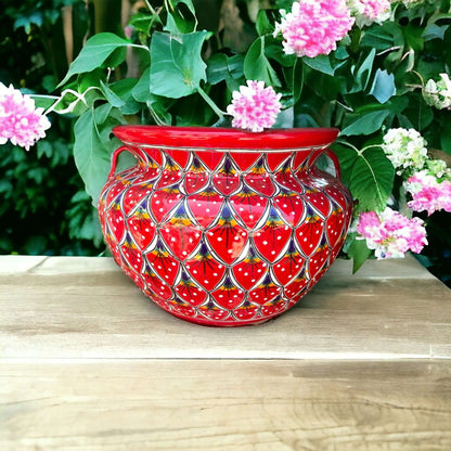 Extra Large Hand-Painted Talavera Peacock Flower Pot | Planter Decor
