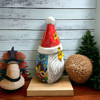 Hand-Painted Talavera Santa Statue | Festive Christmas Decoration