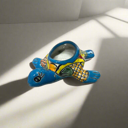 Mini Hand-Painted Talavera Sea Turtle | Vibrant Planter