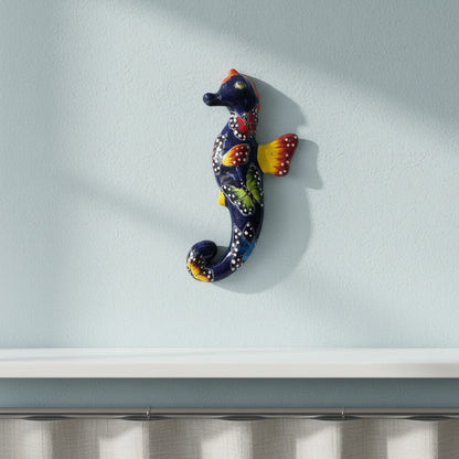Talavera Seahorse Figurine | Hand-Painted Wall Art