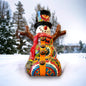 Hand-Painted Talavera Snowman Statue | Festive Christmas Decoration