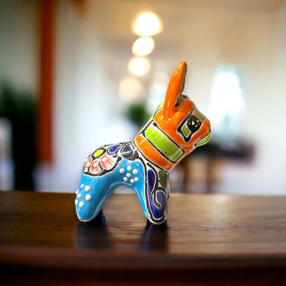 Mini Talavera Donkey Figurine | Handmade Mexican Pottery
