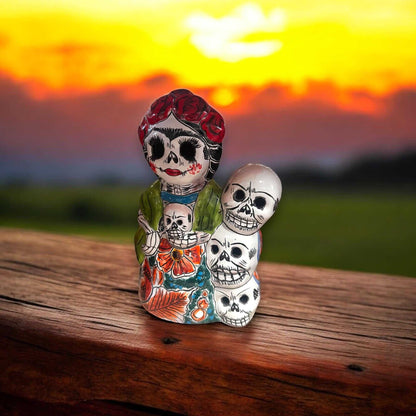 Talavera Frida Statue | Day of the Dead Calavera Skull Decor