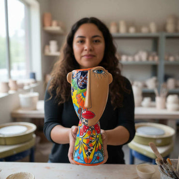 Talavera Lady Planter | Handmade Mexican Folk Art