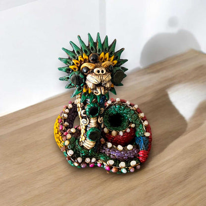 Handmade Aztec Snake Statue | Artisan Crafted Cultural Decor