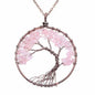 Handmade Genuine Gemstone Chakra Tree of Life Pendant Necklace - Color: Pink