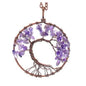 Handmade Genuine Gemstone Chakra Tree of Life Pendant Necklace