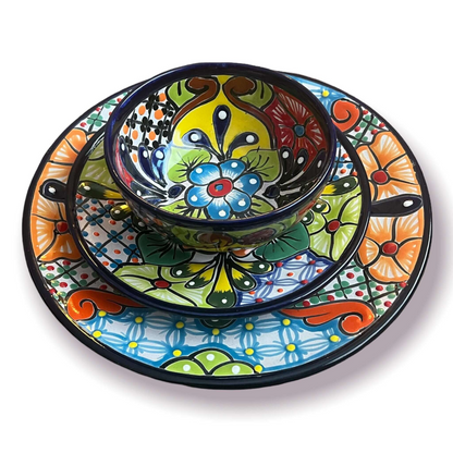 20-Piece Talavera Dinnerware Set | Floral Tableware for 6