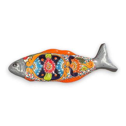 Large Handmade Talavera Fish Sectional | Colorful Serving Tray