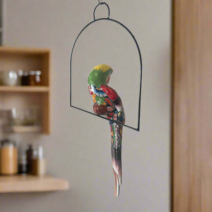Talavera Hanging Parrot | Colorful Mexican Bird