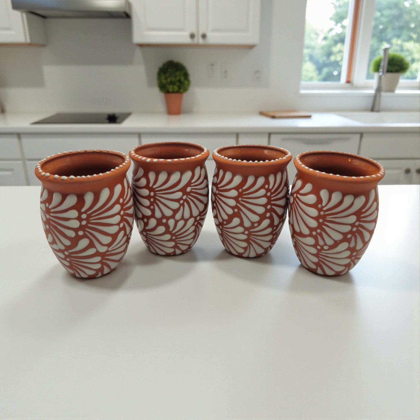 Terracotta Relief Cantarito | Handmade Mexican Pottery Cup
