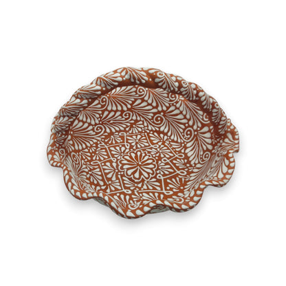 Terracotta & White Talavera Basket | Handmade Ceramic Bowl