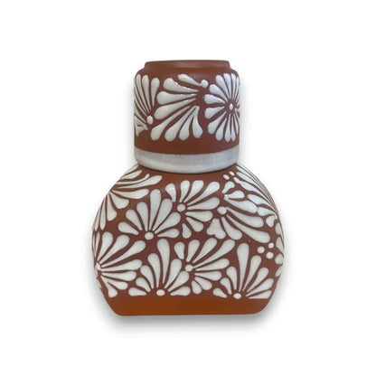 Terracotta Water Carafe Set | Talavera-Style Bedside Decanter