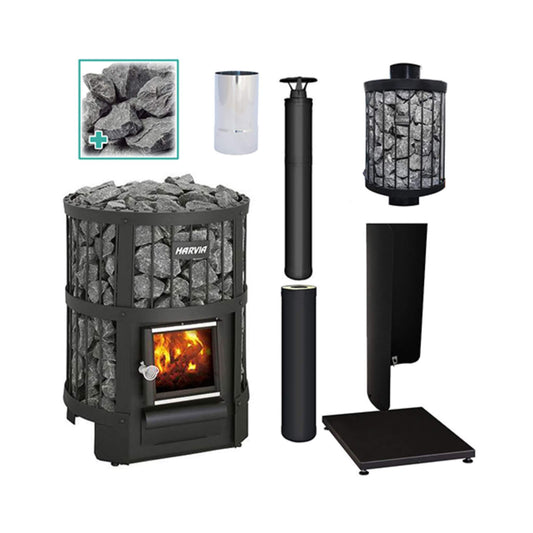 Harvia Legend 150 BK 16kW Wood Burning Sauna Stove Package [LGND-PKG-BK-WH] (SAK82047)