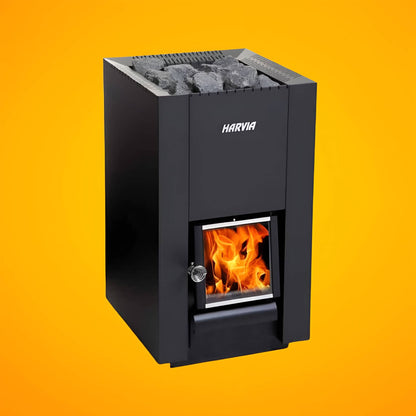 Harvia Linear Black Wood Sauna Stove With Sauna Stones [WK16/20/28OC] (SAK15368)