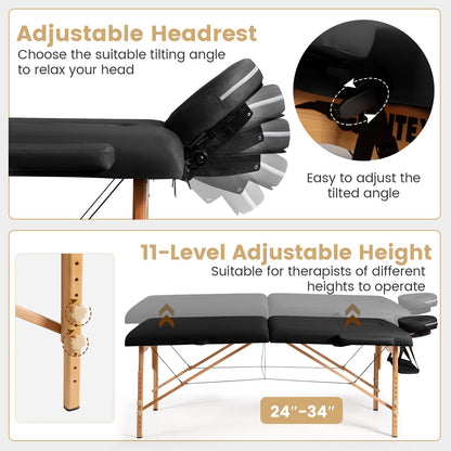 Portable Adjustable Facial Spa Bed with Carry Case