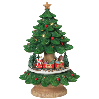 Musical Christmas Tree with Rotating Santa Train – 14 Inch
