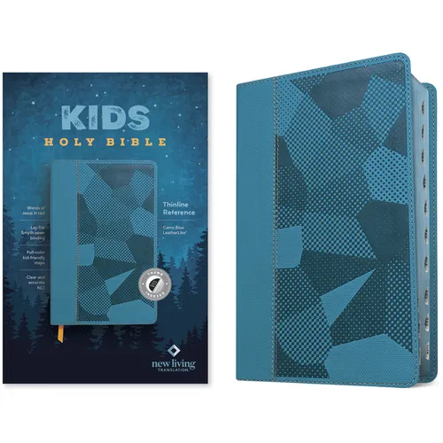 NLT Kids Bible, Thinline Reference Edition (Leatherlike, Camo Blue, Indexed, Red Letter) - Imitation Leather