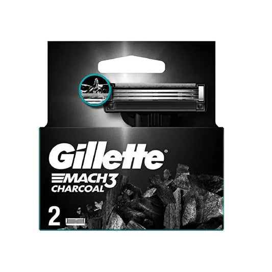 Gillette Mach3 Charcoal Razor Blades - Charcoal Infused Lubricating Strip, Compatible with All Mach3 Razors, Pack of 2