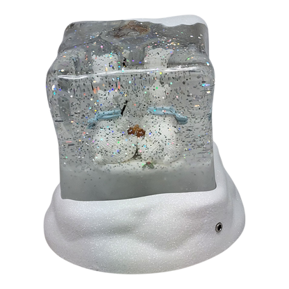 Lighted Swirl Polar Bears Cube Snowglobe