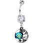 Clear CZ Gem Mermaid Scale Eastern Dragon Dangle Belly Ring