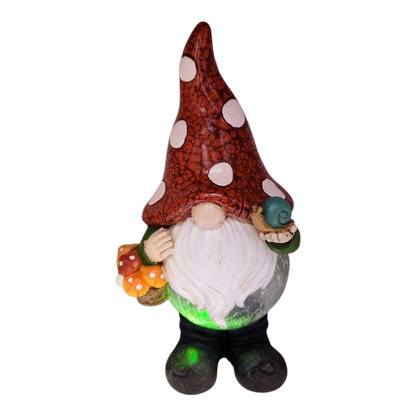 Garden Gnome with Color Changing Glass Ball