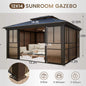 Alora Edge Heavy-Duty Aluminum Frame Outdoor Backyard Solarium With Polycarbornate Roof And Adjustable Panels (SAK68513)