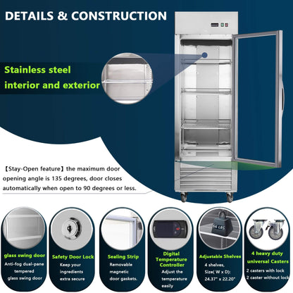 Heavy-Duty Commercial Upright ETL Certified Freezer For Restaurants, Bars, And Supermarkets (SAK01847)