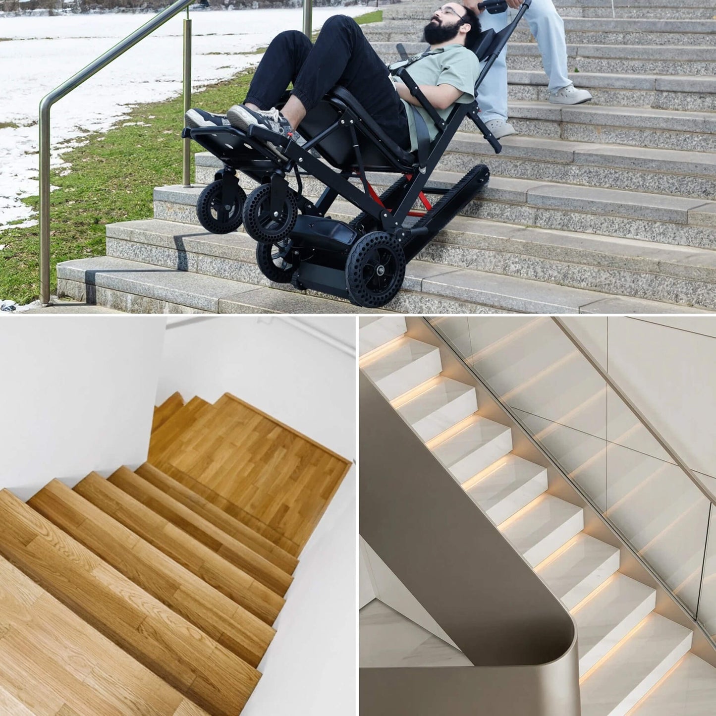 Motivo Heavy-Duty Electric Foldable Stair Climbing Wheelchair, 450LBS [FDA-Approved (SAK92801)