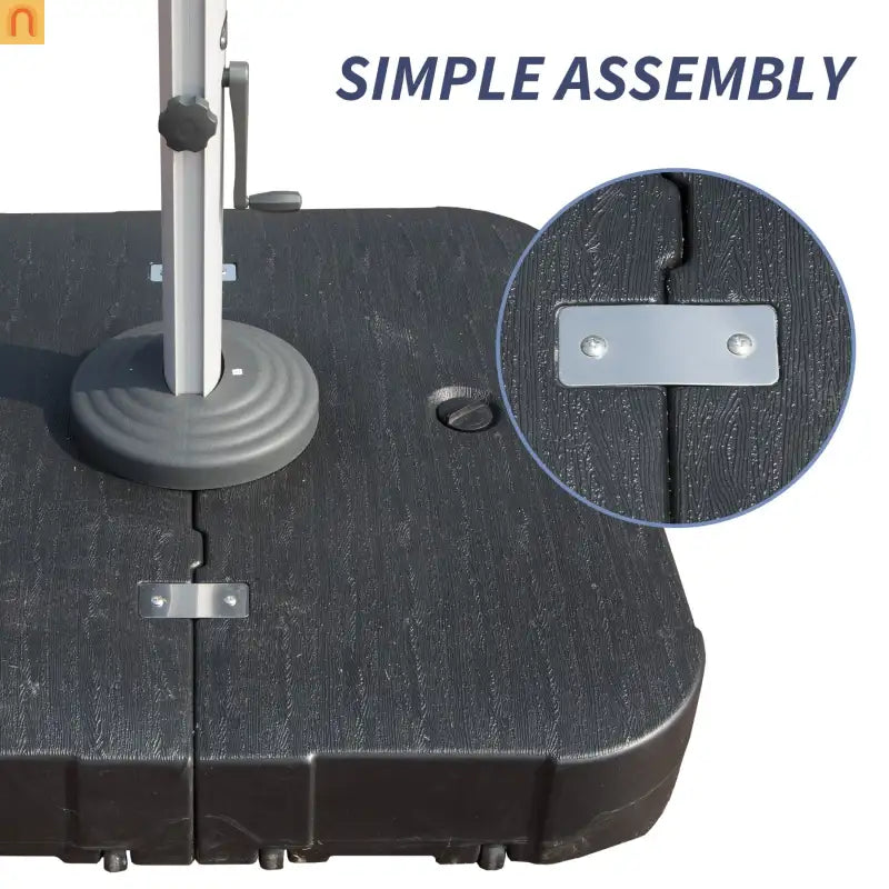 Patio Umbrella Base Heavy-Duty Square Black Resin 300 LB Wheels 38.6 In