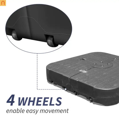 Patio Umbrella Base Heavy-Duty Square Black Resin 300 LB Wheels 38.6 In