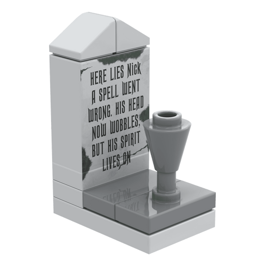 "Here Lies Nick" Tombstone - Halloween MOC - Custom Printed - Made Using LEGO® Parts