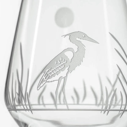 Heron Etched Glassware