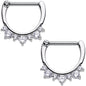 14G 1/2 Clear Gem Septet Nipple Clicker Set
