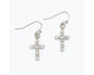 Pearl And Crystal Cross Earrings – Silver-Tone