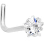 20G 1/4 Clear Star 3mm CZ Gem Steel L-Shape Nose Ring