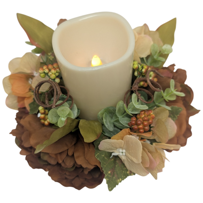 9-Inch Autumn Candle Ring with LED Pillar Candle