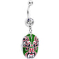 Clear Gem Green Red Samurai Warrior Mask Dangle Belly Ring