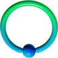 16G 3/8 Color Plated Blue Green Fade BCR Captive Ring